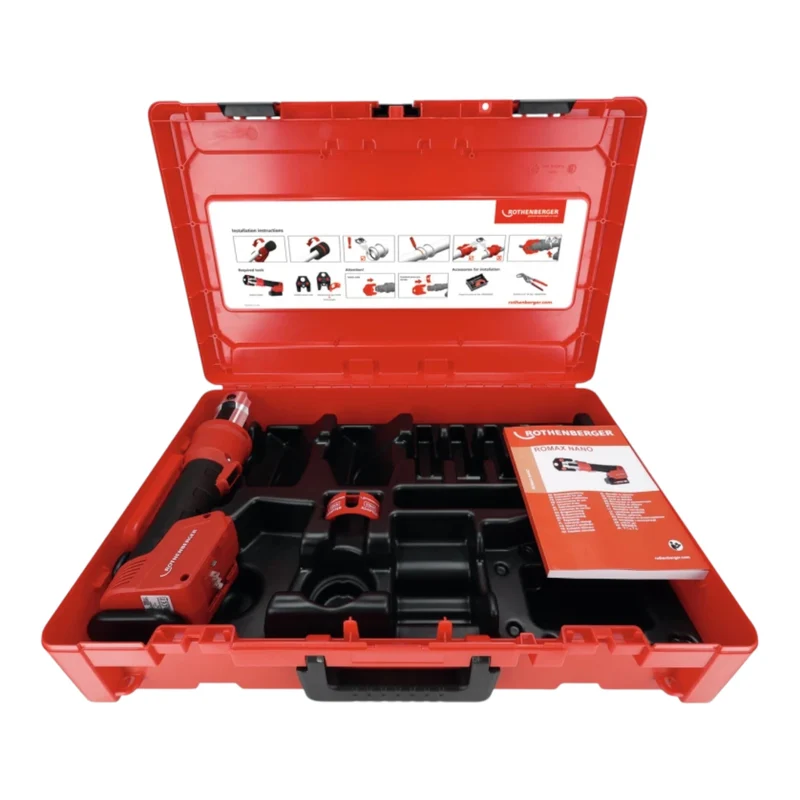 Rothenberger ROMAX NANO Akku Pressmaschine 18 V 34 kN CAS + 2x LiHD Akku 4,0 Ah + Ladegerät + Rocase