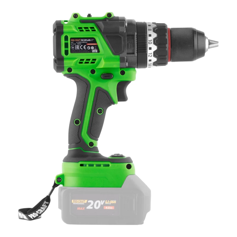 Procraft PA18ProBL-BB Akku Schlagbohrschrauber 20 V 180 Nm Brushless + 1x Akku 2,0 Ah - ohne Ladegerät