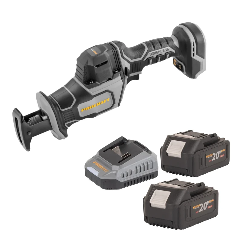 Procraft Industrial RS20Abb Recipro Säbelsäge 20 V Brushless + 2x Akku 4,0 Ah + Ladegerät