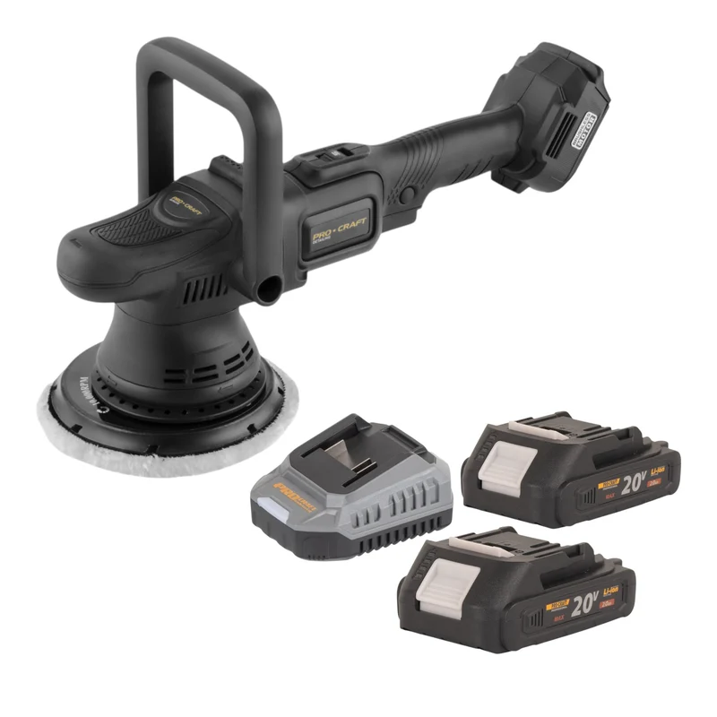 Procraft PM22bb Akku Poliermaschine 20 Volt 150 mm + 2x Akku 2,0 Ah + Ladegerät