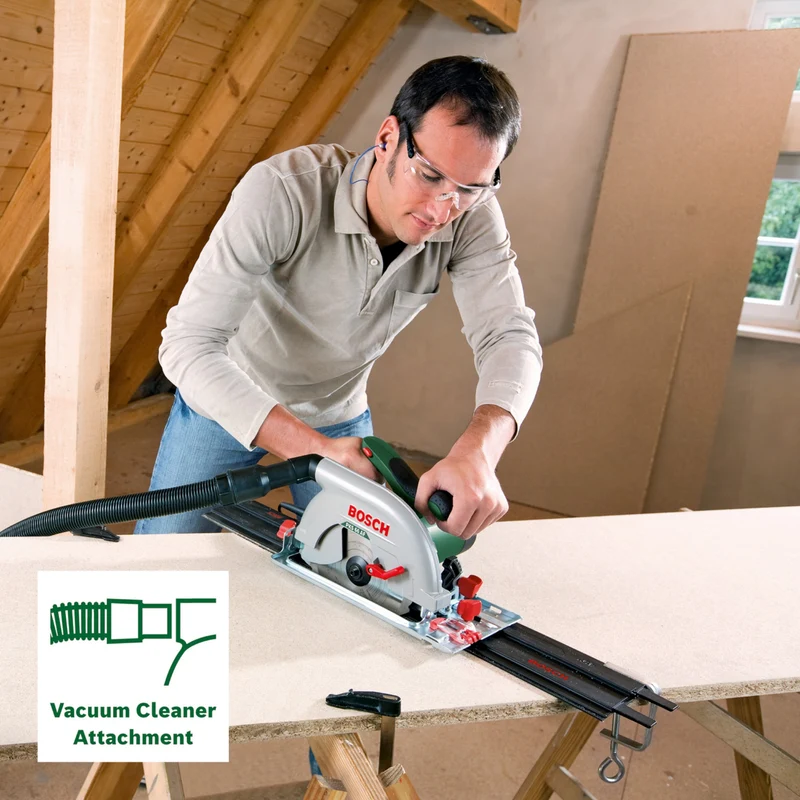 Bosch PKS 66 A Handkreissäge 1600 Watt 190 mm ( 0603502002 ) + Sägeblatt + Paralellanschlag + CleanSystem Box