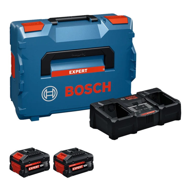 Bosch EXPERT 2x EXBA18V-55 + EXAL18V2-320 Starter Set 18 V + 2x Akku 5,5 Ah + Ladegerät 16 A + L-Boxx