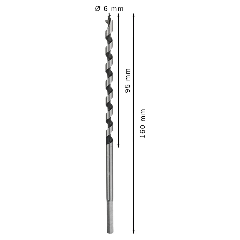 Bosch PRO Wood Schlangenbohrer 6 x 95 x 160 mm HEX ( 260858569 ) für Schlagbohrschrauber und Bohrschrauber