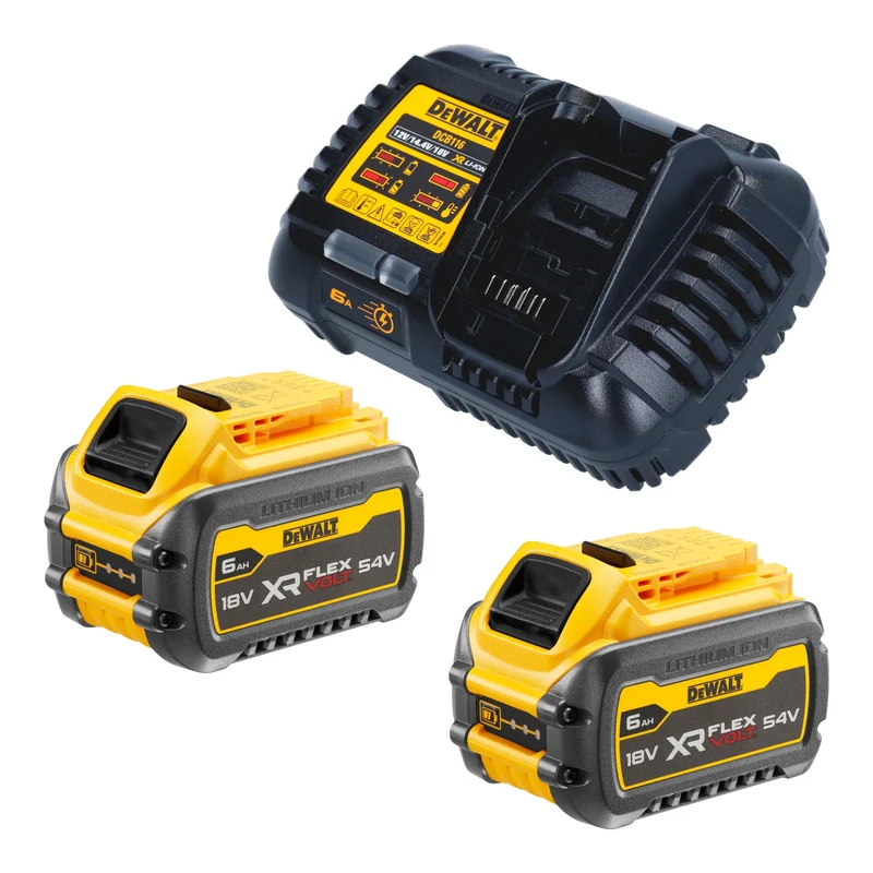 DeWalt DCK 2016 T2T Akku Kombopack Set 18 V / 54 V FlexVOLT DCD 999 Schlagbohrschrauber + DCG 418 Winkelschleifer + 2x Akku 6,0 Ah + Ladegerät + TSTAK
