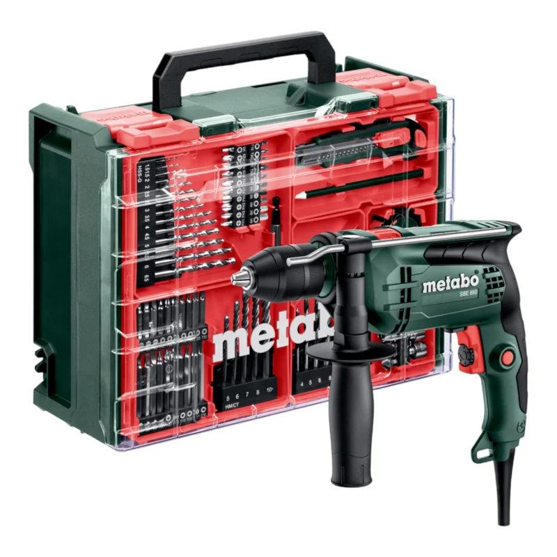 Metabo SB 650 Set Schlagbohrmaschine 650 W 10 Nm + 78 tlg. Zubehör Set ( 600742710 )