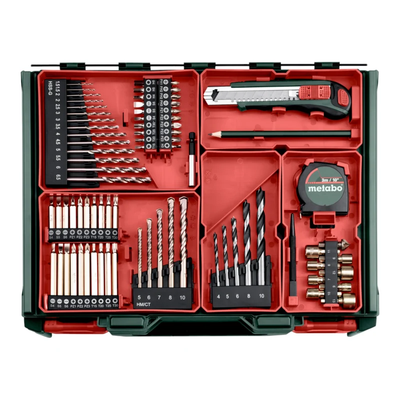 Metabo SB 650 Set Schlagbohrmaschine 650 W 10 Nm + 78 tlg. Zubehör Set ( 600742710 )