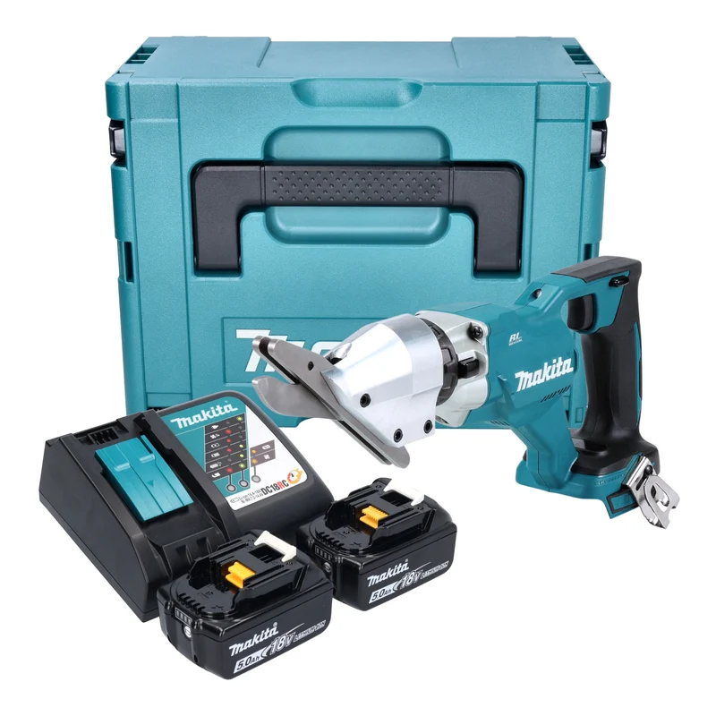 Makita DJS 800 RTJ Akku Faserzementschere 18 V Brushless + 2x Akku 5,0 Ah + Ladegerät + Makpac