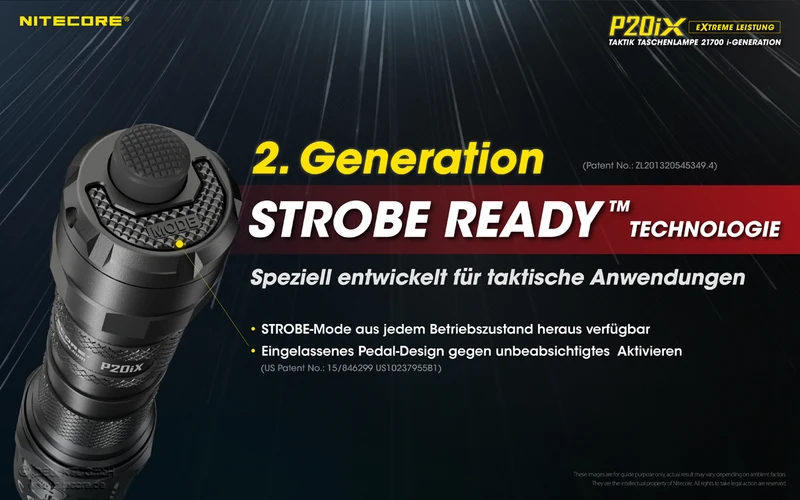 Nitecore P20iX LED-Taschenlampe, 4000 Lumen, taktische Taschenlampe mit Memoryfunktion, 21700 Li-Ion Akku Typ NL2150HPi 5000mAh