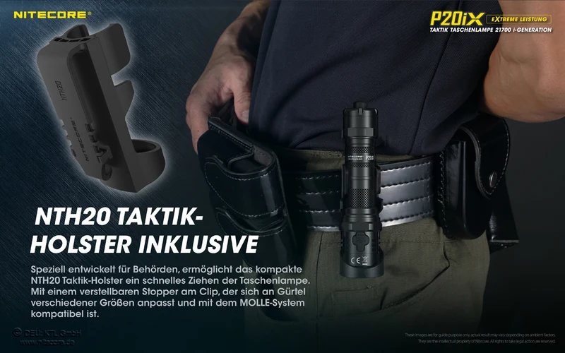 Nitecore P20iX LED-Taschenlampe, 4000 Lumen, taktische Taschenlampe mit Memoryfunktion, 21700 Li-Ion Akku Typ NL2150HPi 5000mAh