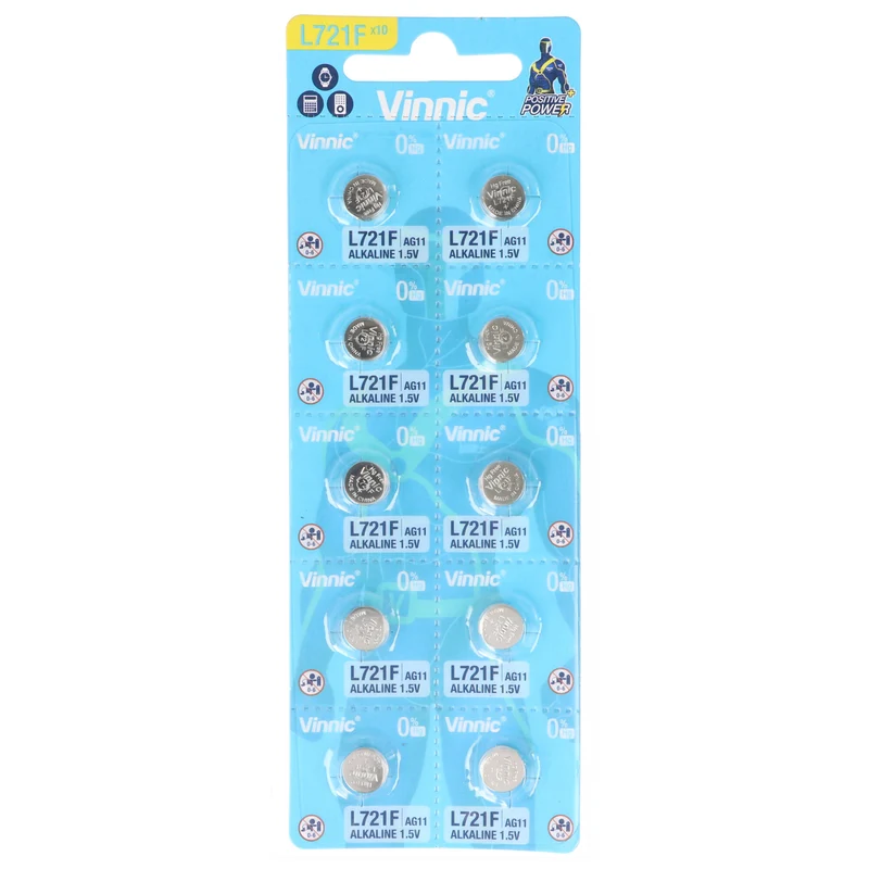 Vinnic Knopfzellen AG11, Batterie, 7,9x7,9x2,1mm (10 St.)
