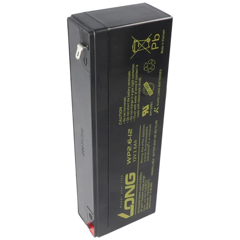 Kung Long WP2.6-12 F1 Blei-Vlies-Akku, 12Volt, 2,6Ah mit 4,8mm Faston Anschluss