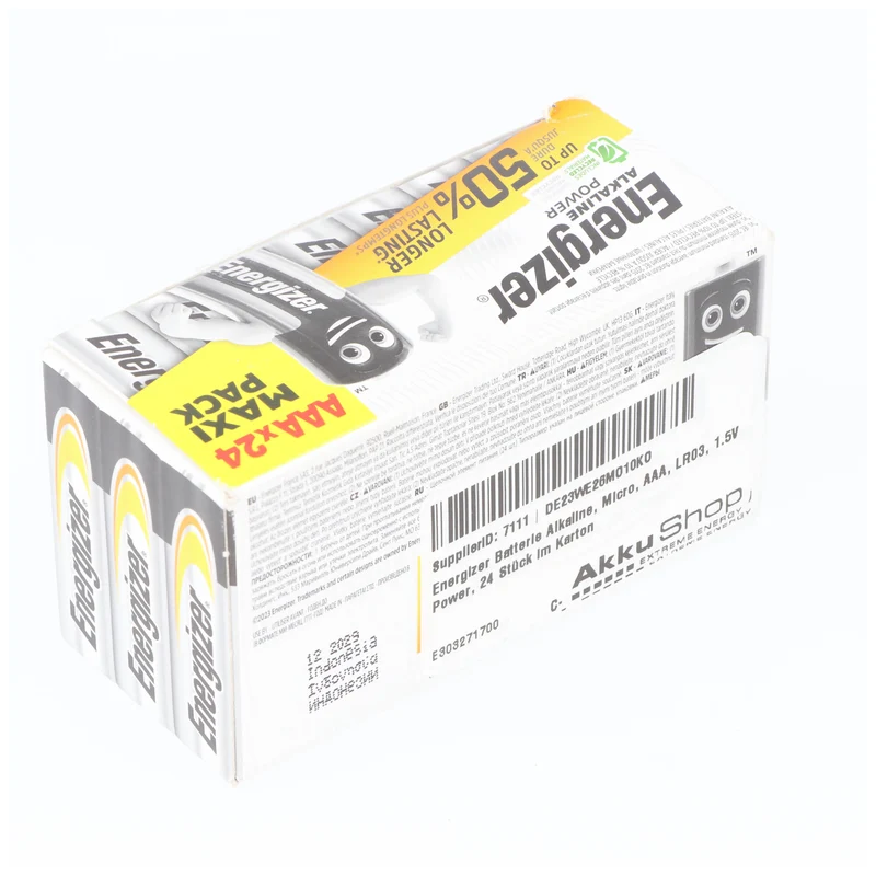 Energizer Batterie Alkaline, Micro, AAA, LR03, 1.5V Power, 24 Stück im Karton