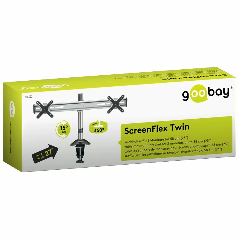 AccuCell Monitor Halter, ScreenFlex Twin der Tischhalter für 2 Monitore bis 58 cm oder 23"