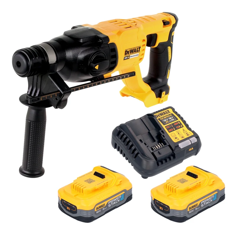DeWalt DCH 133 H2 Akku Kombihammer 18 V 2,6 J SDS plus Brushless + 2x Powerstack Akku 5,0 Ah + Ladegerät