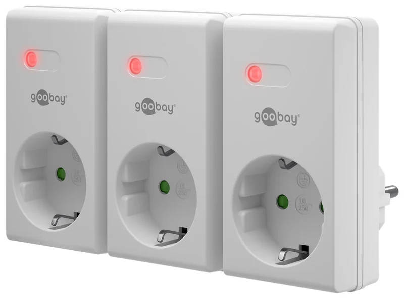 Goobay Funksteckdosen-Set 3+1 - 3x Schutzkontakt-Steckdose und 1x Fernbedienung