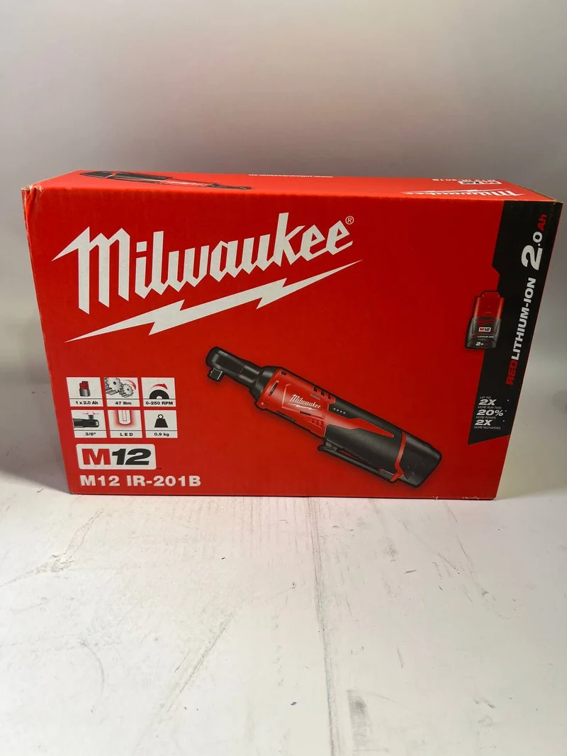 Milwaukee M12 IR-201B Akku Ratsche 12 V 47 Nm 3/8" + 1x Akku 2,0 Ah + Ladegerät + Tasche ( 4933448110 ) - Leicht Gebraucht
