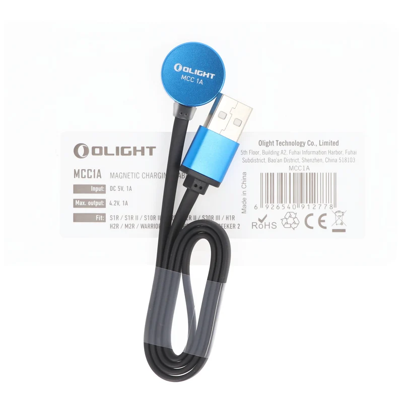 Olight MCC-1A magnetisches Ladekabel passend für M2R, S1R, S2R, H1R, Warrior X, MCC1A USB-Ladekabel