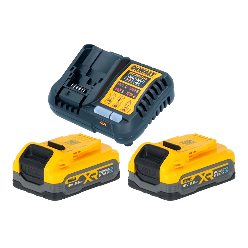 DeWalt DCB 1104 S2 Akku Starter Set mit Schnell Ladegerät + 2x Powerstack Akku 18 V 3,5 Ah