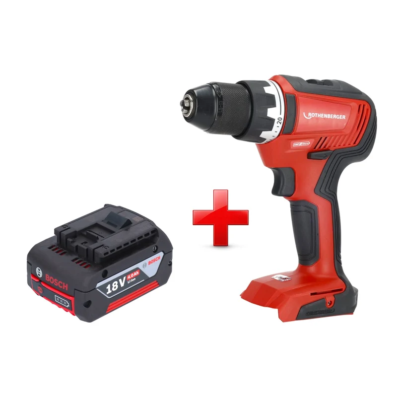 Rothenberger RO DD55 Akku Bohrschrauber 18 V 55 Nm Brushless AMPShare + 1x Akku 4,0 Ah - ohne Ladegerät