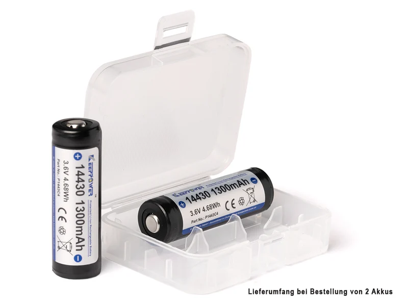 Keeppower 14430 - *1300mAh 3,6V - 3,7V Li-Ionen-Akku mit Schutzelektronik P1443C4