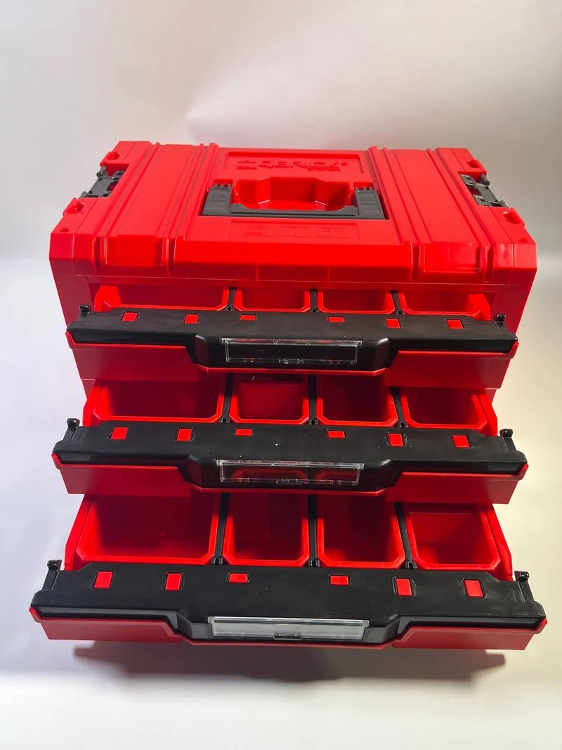 Qbrick System PRO Drawer 3 Toolbox 2.0 Expert RED ULTRA HD Werkzeugkoffer 450 x 310 x 244 mm 13,5 l stapelbar IP54 mit 3 Schubladen - Beschädigt