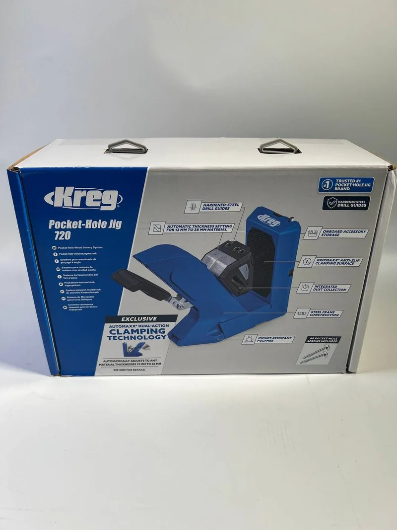 KREG Pocket Hole Jig 720 PRO Taschenloch Bohrschablone ( KPHJ720PRO-INT ) + Basis Station + Stufenbohrer + Bit + Schrauben - Leicht Gebraucht
