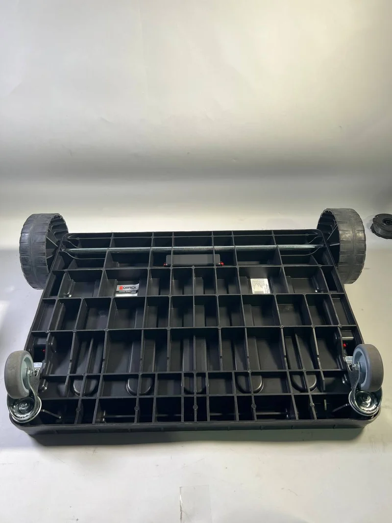 Qbrick System ONE Transport Platform stapelbar 745 x 510 x 180 mm mit Schwenkrädern aus Metall und Bremse - Gebraucht