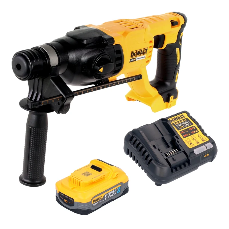 DeWalt DCH 133 H1 Akku Kombihammer 18 V 2,6 J SDS plus Brushless + 1x Powerstack Akku 5,0 Ah + Ladegerät
