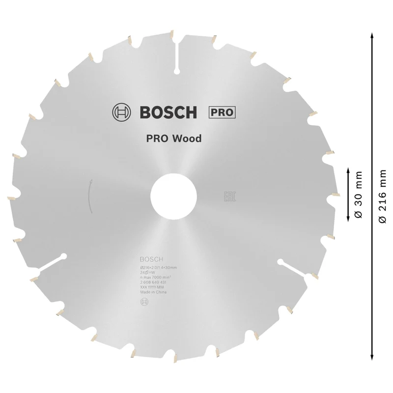 Bosch PRO Wood Kreissägeblatt 216 x 30 mm 24 WZ HM ( 2608640431 )