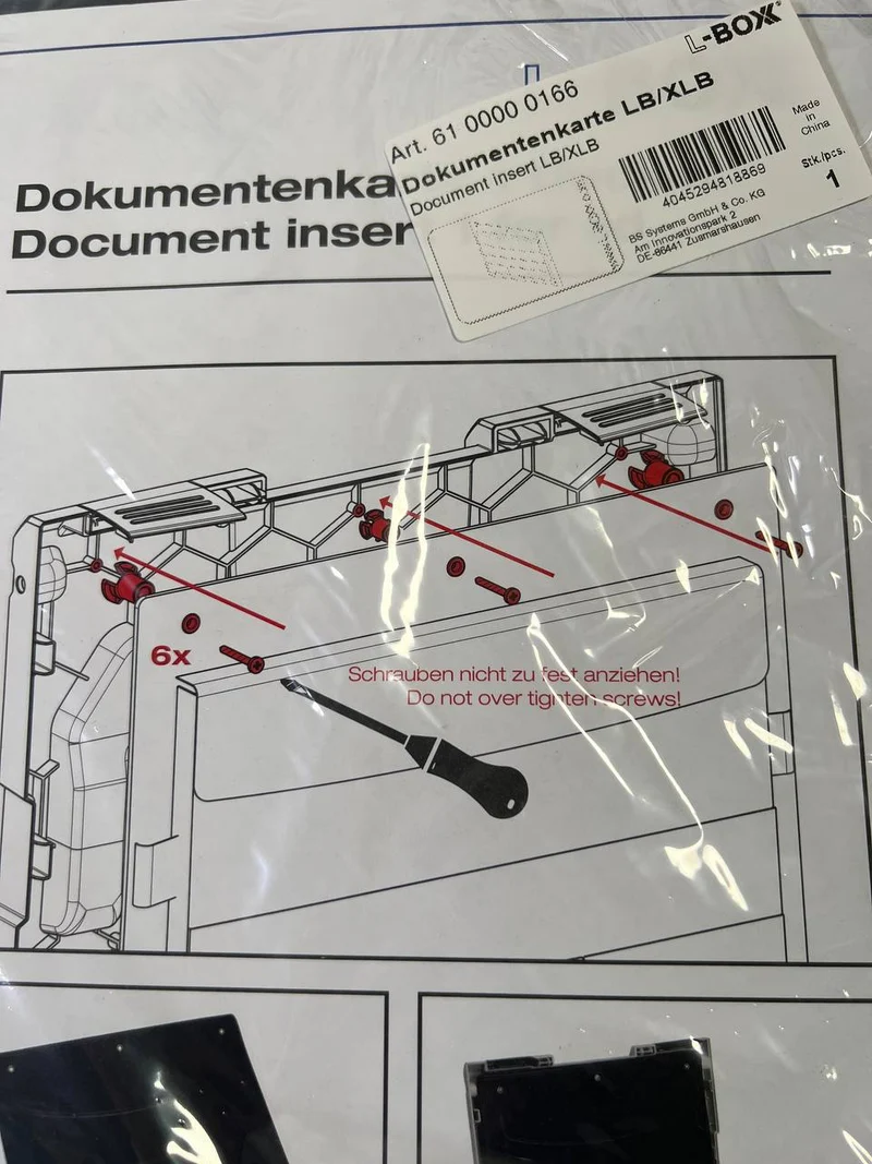 BS Systems Dokumentenkarte LB/XLB ( 6100000166 ) - Unvollständig