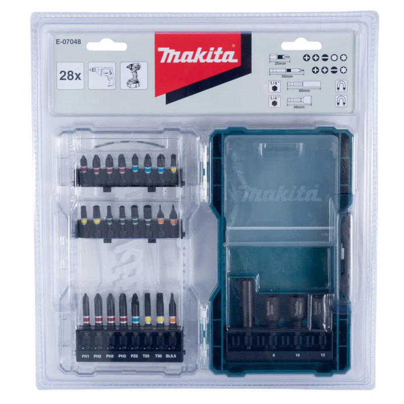 Makita Steckschlüssel Bit Set 28 teilig ( E-07048 ) Bits / Steckschlüssel / magnetischer Bithalter
