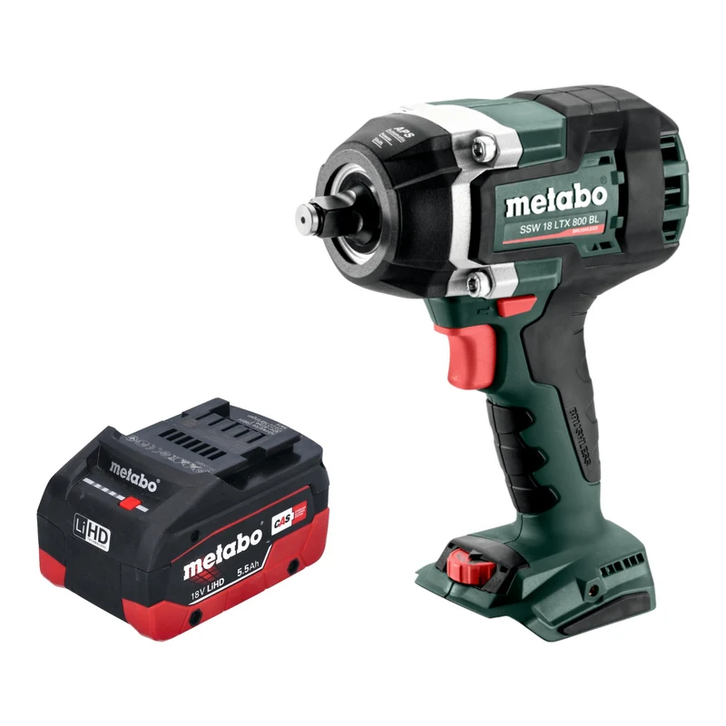 Metabo SSW 18 LTX 800 BL Akku Schlagschrauber 18 V 800 Nm 1/2" Brushless + 1x LiHD Akku 5,5 Ah - ohne Ladegerät