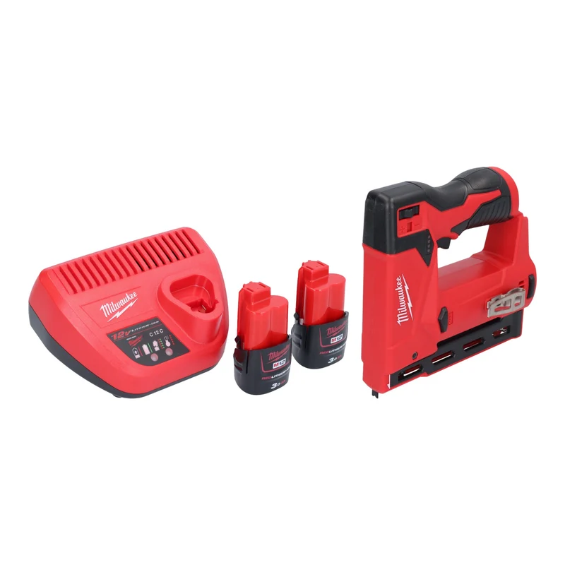 Milwaukee M12 BST-302 Akku Tacker 12 V 6 - 14 mm + 2x Akku 3,0 Ah + Ladegerät