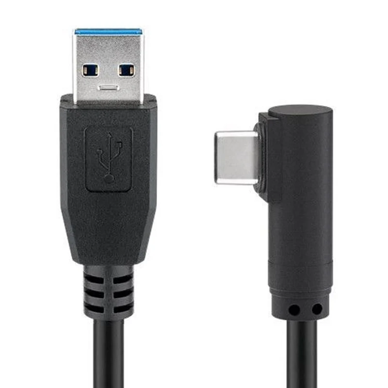 AccuCell USB-C Stecker auf USB A 3.0 Kabel mit 90 Grad Stecker, schwarz, zum super schnellen Laden und Synchronisieren mit bis zu 4,5W