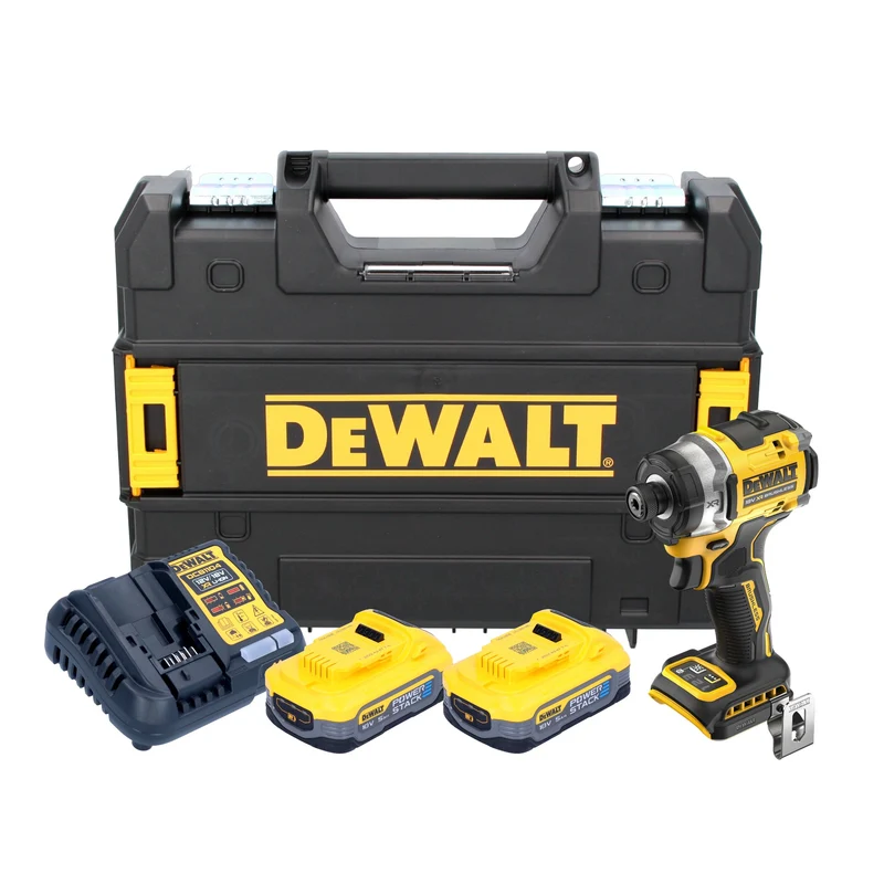DeWalt DCF 860 H2T Akku Schlagschrauber 18 V 282 Nm 1/4" Brushless + 2x Powerstack Akku 5,0 Ah + Ladegerät + TSTAK