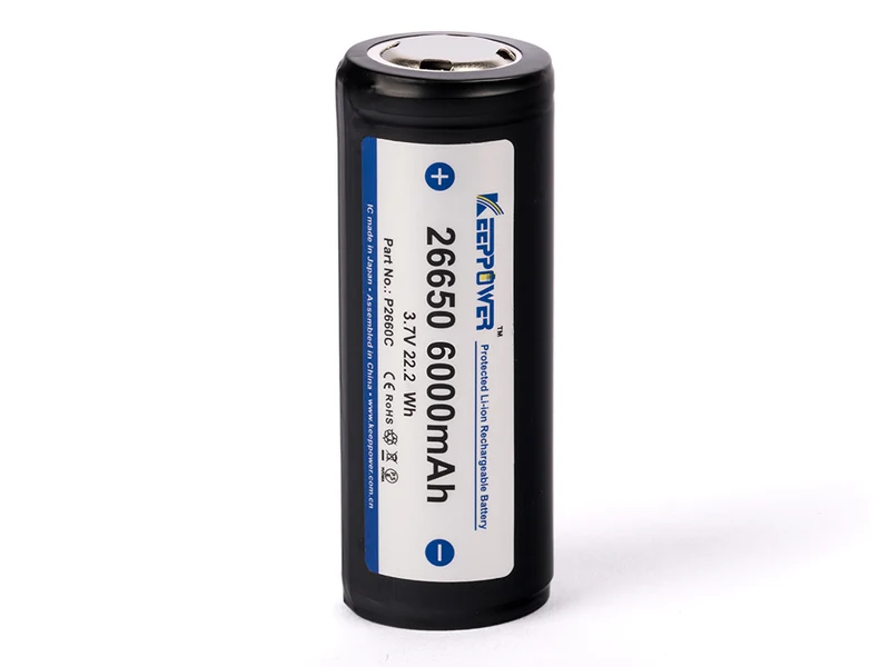 Keeppower 26650 - 6000mAh, 3,6V - 3,7V Li-Ion-Akku PCB geschützt