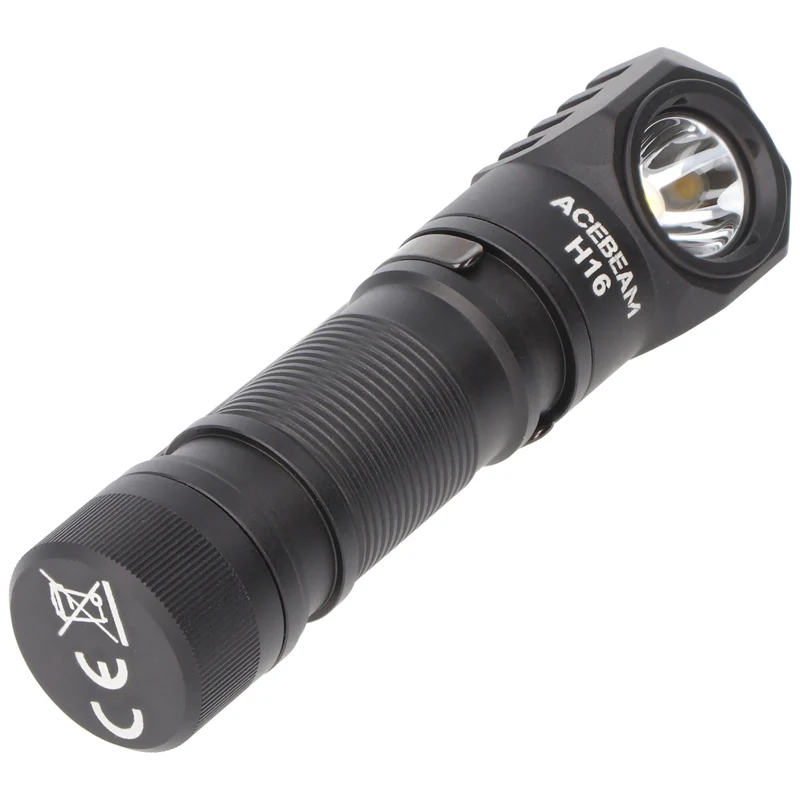 AceBeam H16 LED Stirnlampe mit max. 650 Lumen, 5.000K neutralweiß mit schwarzem Gehäuse, reflektierendes Kopfband, inklusive 14500 Li-Ion Akku