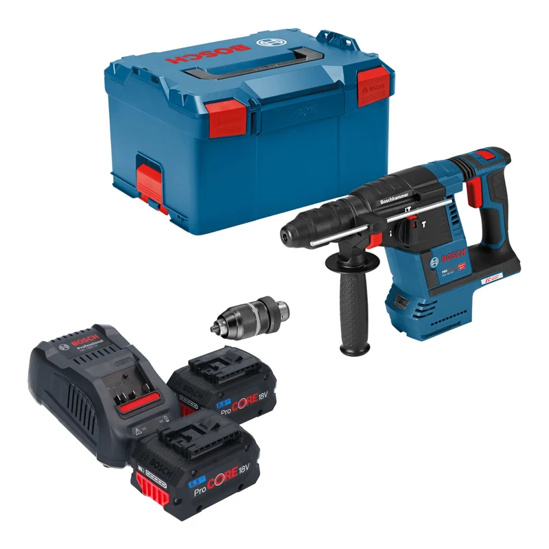 Bosch GBH 18V-26 F Professional Akku Bohrhammer 18 V 2,6 J SDS plus Brushless + 2x ProCORE Akku 5,5 Ah + Ladegerät + L-Boxx