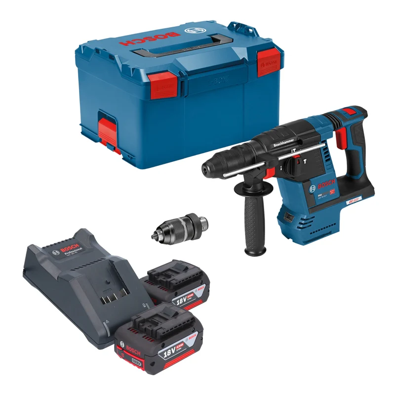 Bosch GBH 18V-26 F Professional Akku Bohrhammer 18 V 2,6 J SDS plus Brushless + 2x Akku 4,0 Ah + Ladegerät + L-Boxx