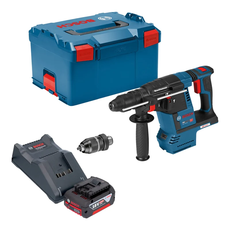 Bosch GBH 18V-26 F Professional Akku Bohrhammer 18 V 2,6 J SDS plus Brushless + 1x Akku 4,0 Ah + Ladegerät + L-Boxx
