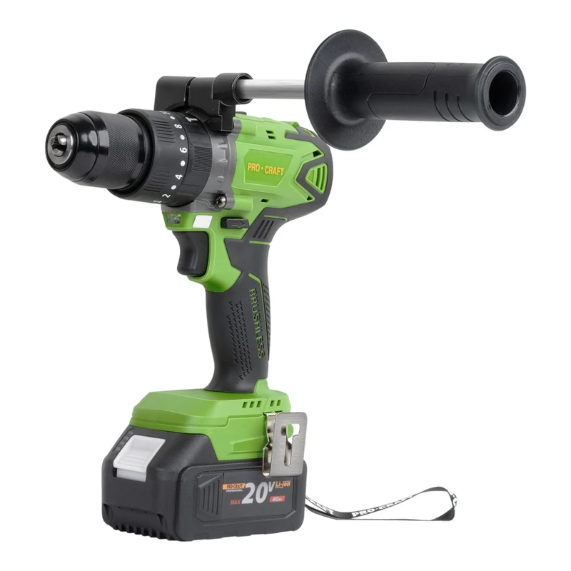 Procraft PA18BL Akku Schlagbohrschrauber 20 V 50 Nm Brushless + 2x Akku 4,0 Ah + Ladegerät + 32 tlg. Bit Set + Koffer