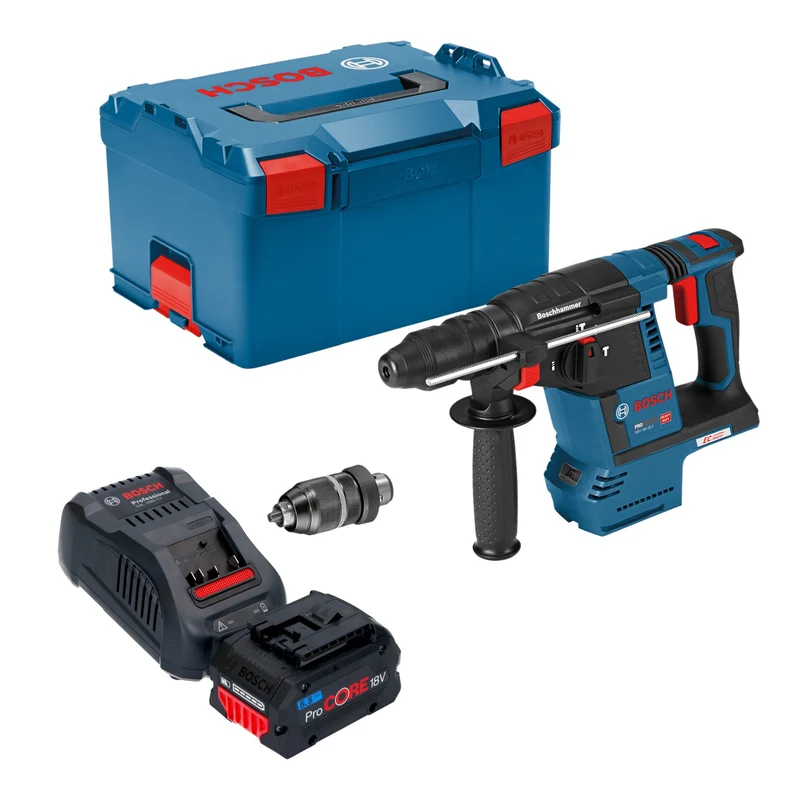 Bosch GBH 18V-26 F Professional Akku Bohrhammer 18 V 2,6 J SDS plus Brushless + 1x ProCORE Akku 5,5 Ah + Ladegerät + L-Boxx