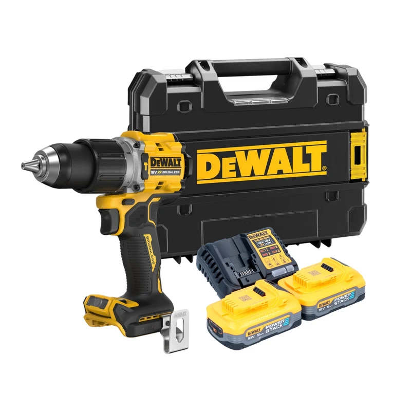 DeWalt DCD 805 H2T Akku Schlagbohrschrauber 18 V 90 Nm Brushless + 2x Powerstack Akku 5,0 Ah + Ladegerät + TSTAK