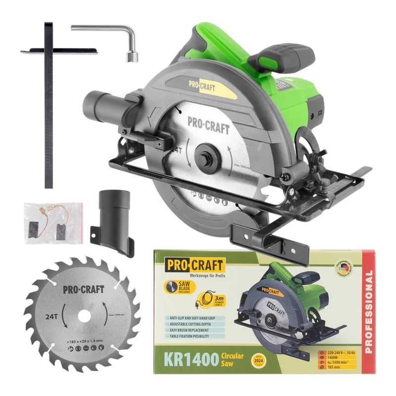 Procraft KR1400 Kreissäge 1400 Watt 185 mm + Sägeblatt