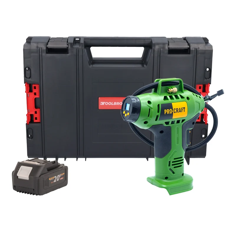 Procraft LK20 Akku Kompressor 20 V 11 bar + 1x Akku 4,0 Ah + RHINO Toolcase - ohne Ladegerät