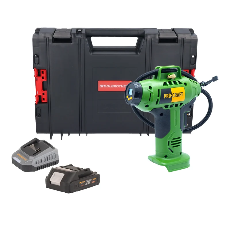 Procraft LK20 Akku Kompressor 20 V 11 bar + 1x Akku 2,0 Ah + Ladegerät + RHINO Toolcase