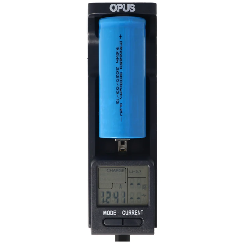 Opus 3.2V Schnell-Ladegerät für IFR 3,2V Akkus und 3,6-3,7V mit Entladefunktion