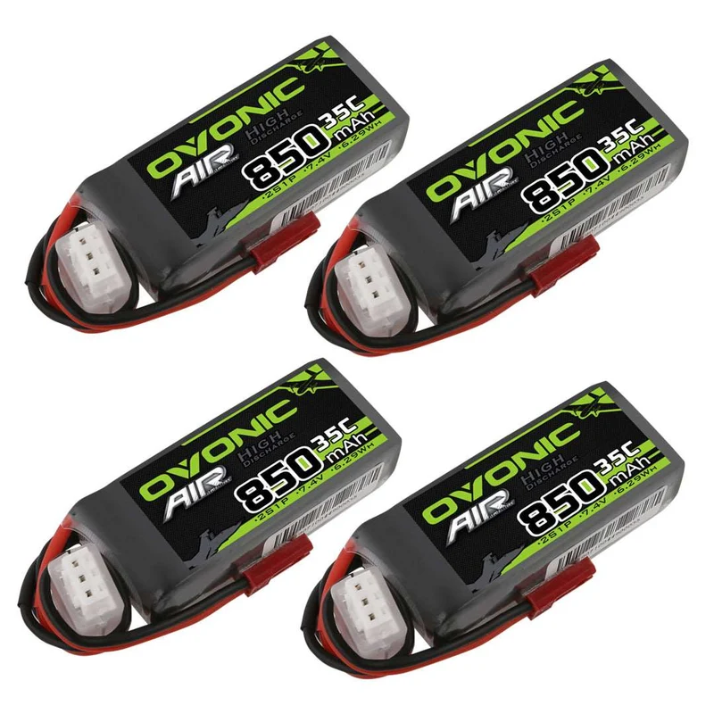 Ovonic Air 2S LiPo Akku 850mAh 2S 7,4V 35C Lipo-Akkupack mit JST-Stecker (4 Stück)