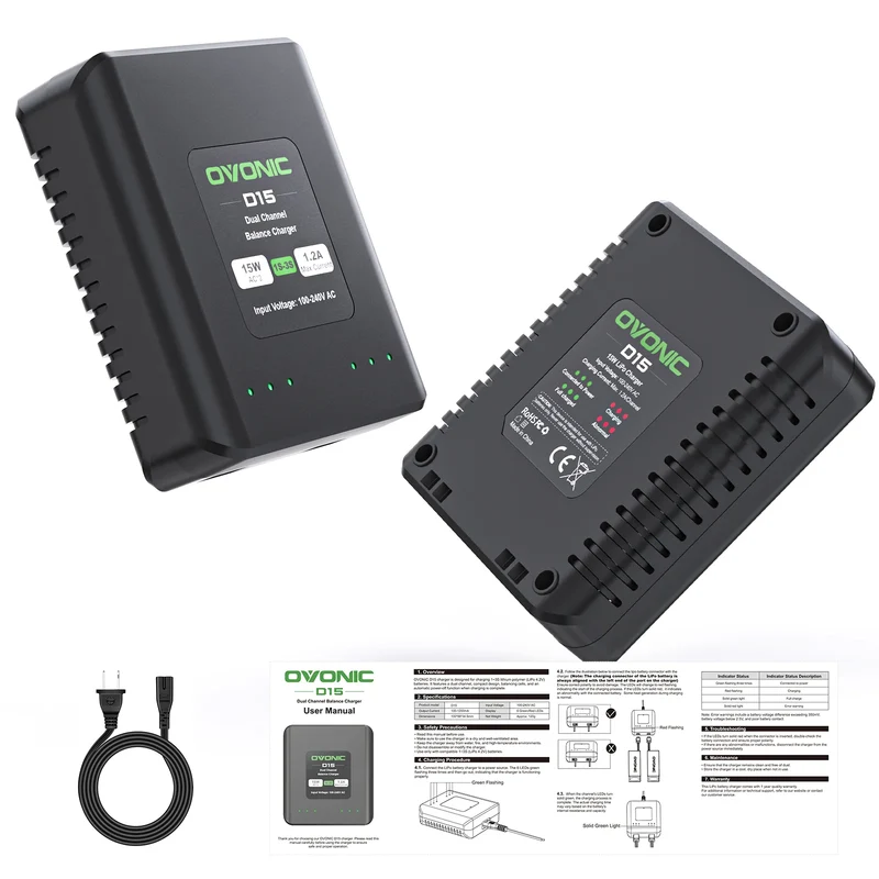Ovonic D15 Dual Lipo Batterie Ladegerät 30W AC100-240V LiPo Balance Ladegerät