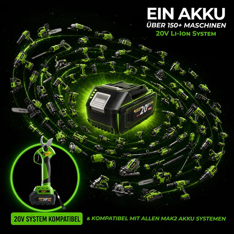 Procraft ES28Li bb Akku Astschere Gartenschere 20 V 25 mm + 1x Akku 4,0 Ah - ohne Ladegerät